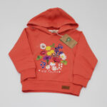 FELPA ARANCIO FIORI CON CAPPUCCIO