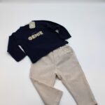 COMPLETO MAGLIA BLU PANTALONE BEIGE NEO
