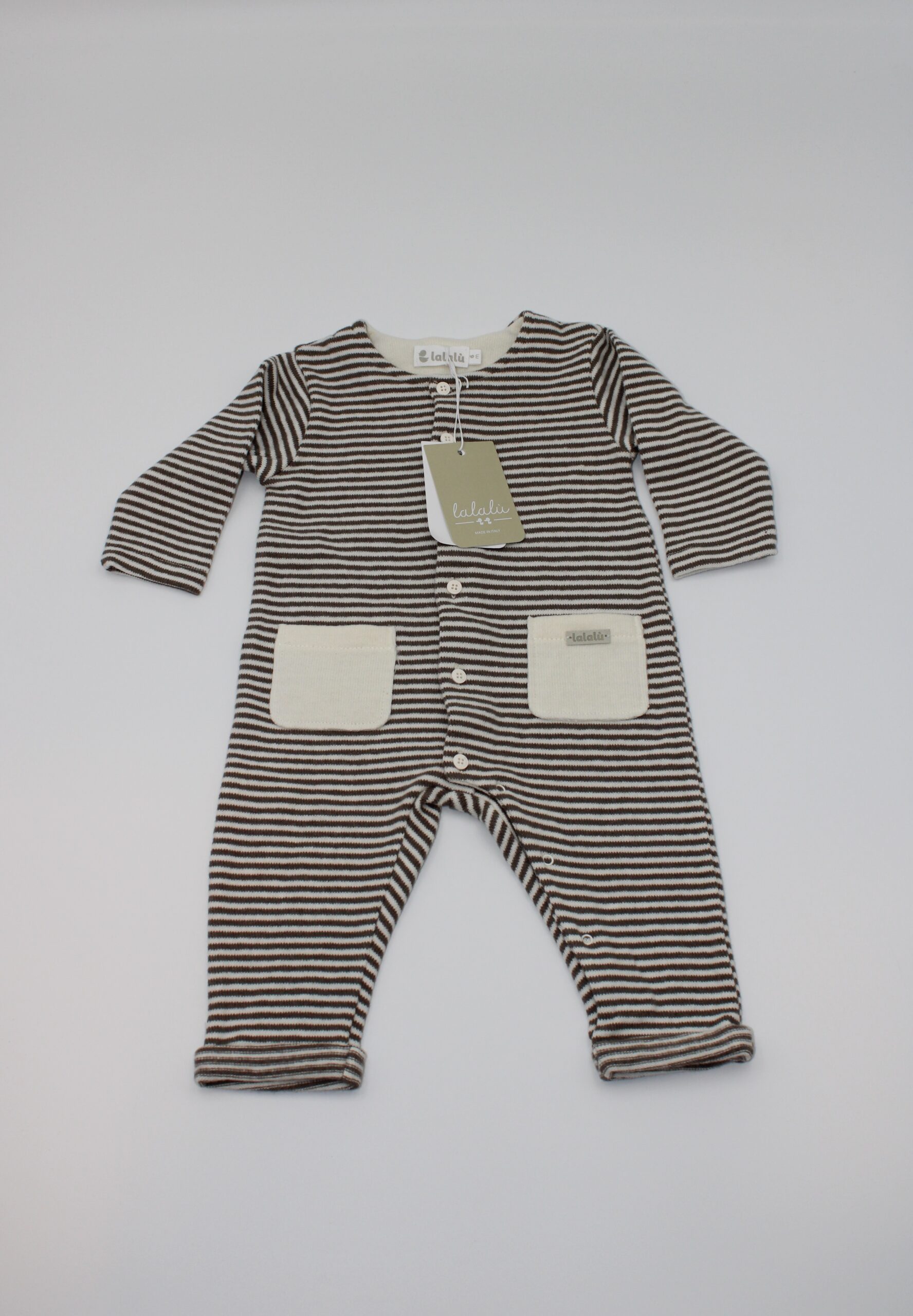 Lalalù tutina righe con tasche TUTA IN MAGLIA A RIGHE CON TASCHE - immagine 1