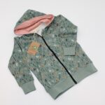 FELPA VERDE FIORI CON ZIP E CAPPUCCIO