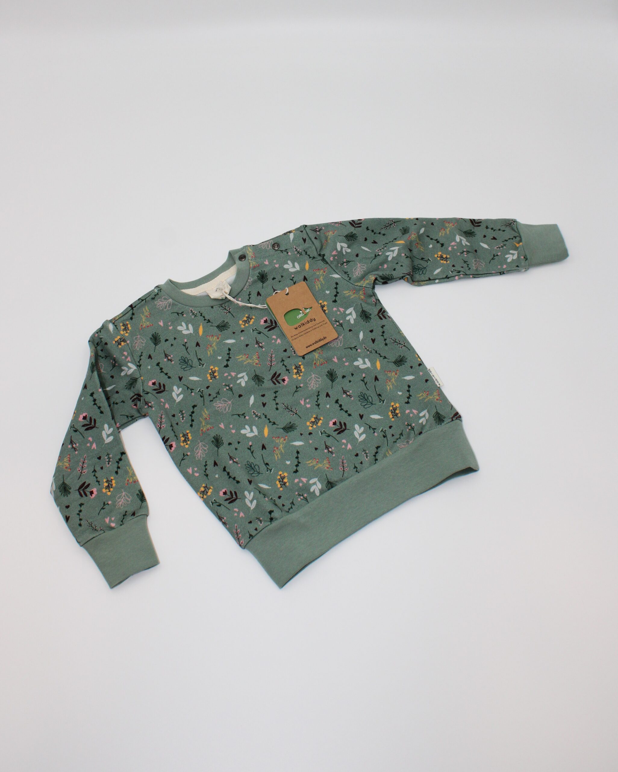 Walkiddy felpa verde fiori FELPA GIROCOLLO VERDE FIORI - immagine 1