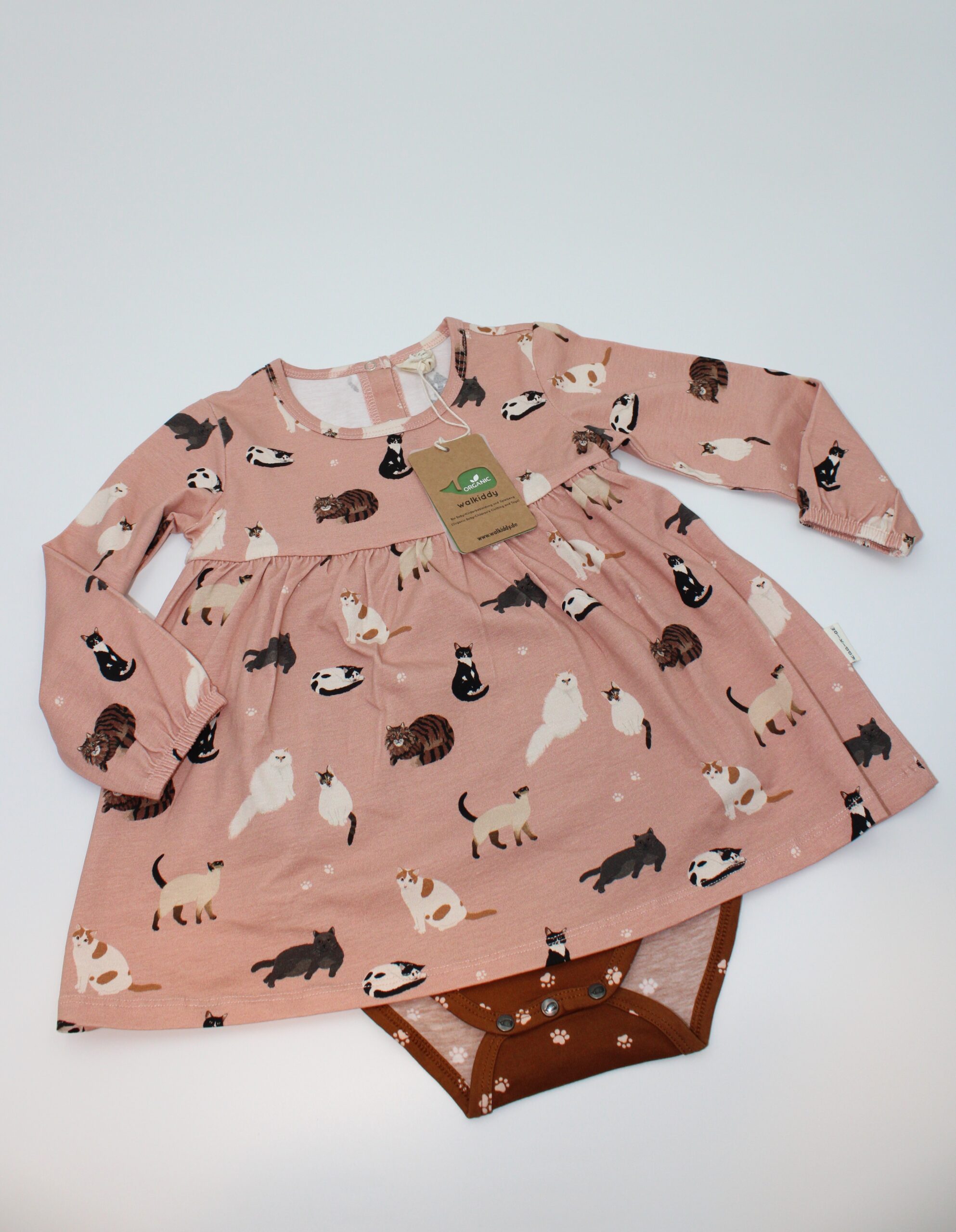 Walkiddy vestitino rosa gattini con body VESTITO CON BODY INTEGRATO GATTI - immagine 1